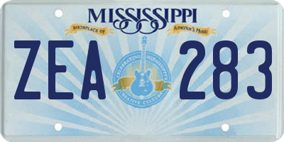 MS license plate ZEA283