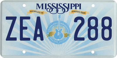 MS license plate ZEA288