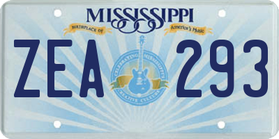 MS license plate ZEA293