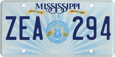 MS license plate ZEA294