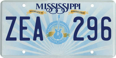 MS license plate ZEA296