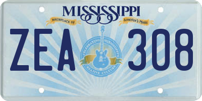 MS license plate ZEA308