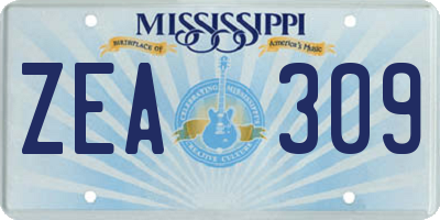 MS license plate ZEA309