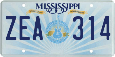 MS license plate ZEA314