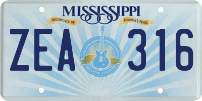 MS license plate ZEA316