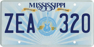 MS license plate ZEA320