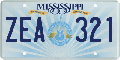 MS license plate ZEA321