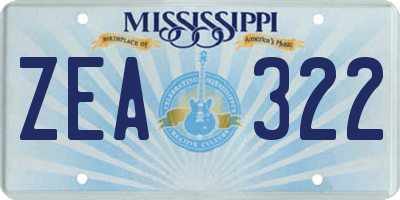 MS license plate ZEA322