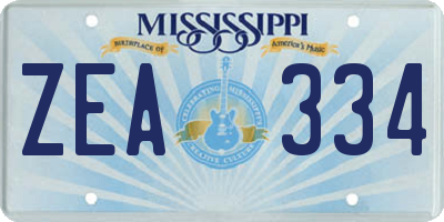 MS license plate ZEA334