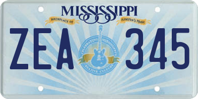 MS license plate ZEA345