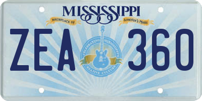 MS license plate ZEA360