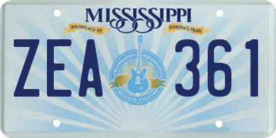 MS license plate ZEA361