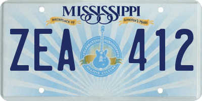 MS license plate ZEA412