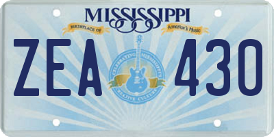MS license plate ZEA430