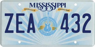 MS license plate ZEA432
