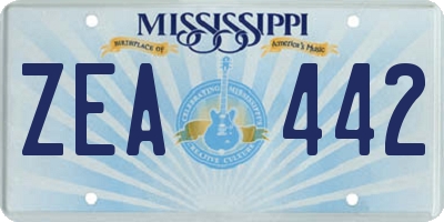 MS license plate ZEA442