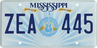 MS license plate ZEA445