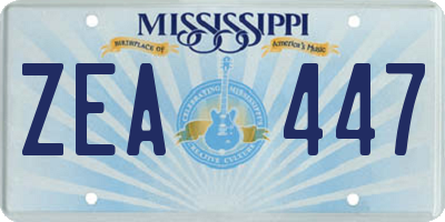 MS license plate ZEA447