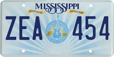 MS license plate ZEA454