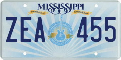 MS license plate ZEA455