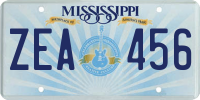 MS license plate ZEA456