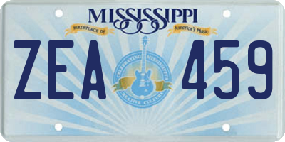 MS license plate ZEA459