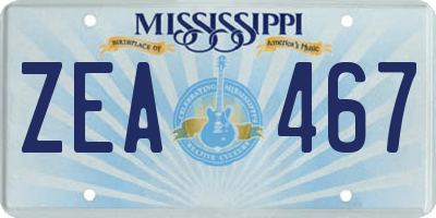 MS license plate ZEA467