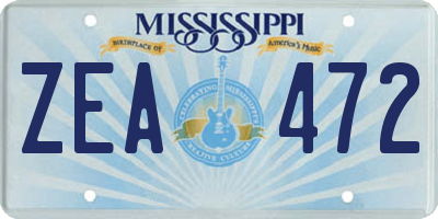 MS license plate ZEA472