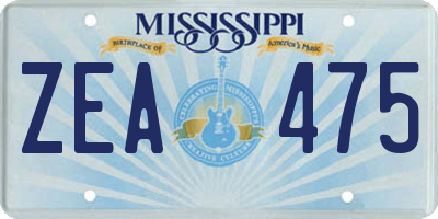MS license plate ZEA475