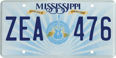 MS license plate ZEA476