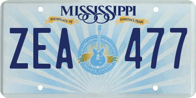 MS license plate ZEA477