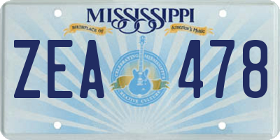 MS license plate ZEA478