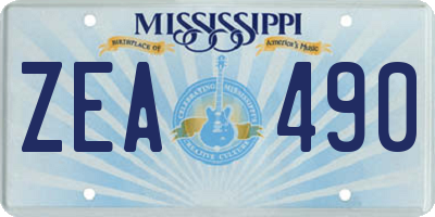 MS license plate ZEA490