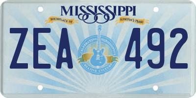 MS license plate ZEA492