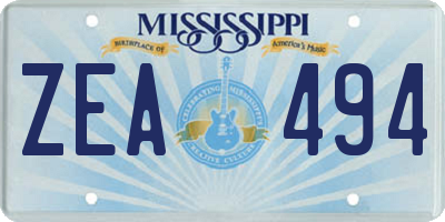 MS license plate ZEA494
