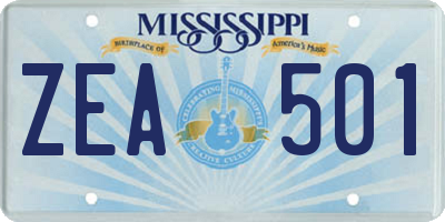 MS license plate ZEA501
