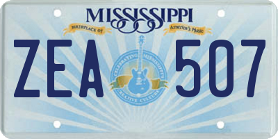 MS license plate ZEA507
