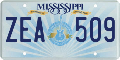 MS license plate ZEA509
