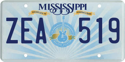 MS license plate ZEA519
