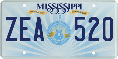 MS license plate ZEA520