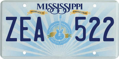MS license plate ZEA522