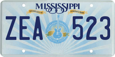 MS license plate ZEA523