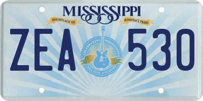 MS license plate ZEA530