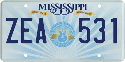 MS license plate ZEA531