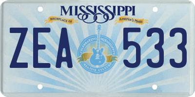 MS license plate ZEA533