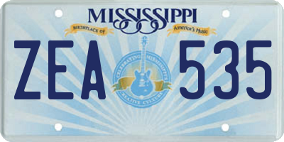 MS license plate ZEA535