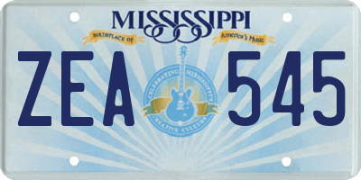 MS license plate ZEA545