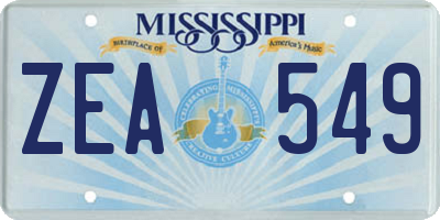 MS license plate ZEA549