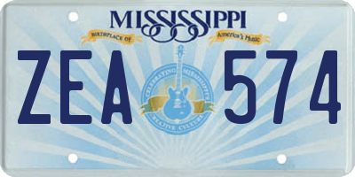MS license plate ZEA574