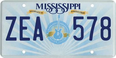 MS license plate ZEA578